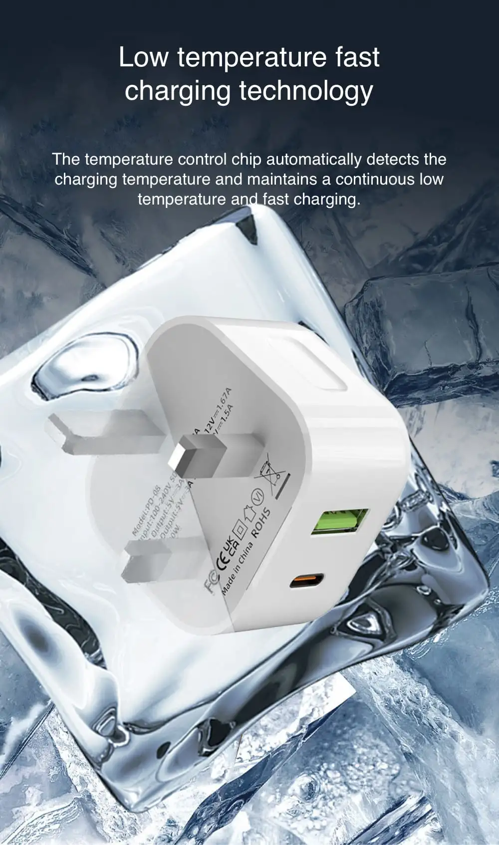 Wholesale Us/UK/EU Plug 2 Port USB A/C 20W Quick Charger Head